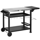 Outsunny Outdoor Grill Cart with Foldable Side Table, 46