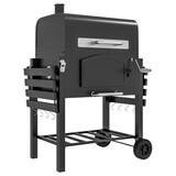 Outsunny Charcoal Grill, BBQ with Adjustable Height, Portable Barbecue with Folding Shelves, Thermometer, Bottle Opener & Wheels for Outdoor Camping, Picnic, Patio, Backyard, Black