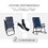 Outsunny 3 Piece Outdoor Patio Furniture Set with Glass Coffee Table & 2 Folding Padded Rocking Chairs, Bistro Style for Porch, Camping, Balcony, Navy Blue