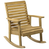 Outsunny Wooden Outdoor Rocking Chair, Traditional Slatted Wood Rocker Chair with Armrests and High Backrest for Indoor & Outdoor, Light Brown W2225P174328