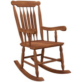 Outsunny Outdoor Wood Rocking Chair, 350 lbs. Porch Rocker with High Back for Garden, Patio, Balcony, Teak W2225P174333