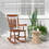 Outsunny Outdoor Wood Rocking Chair, 350 lbs. Porch Rocker with High Back for Garden, Patio, Balcony, Teak