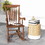Outsunny Outdoor Wood Rocking Chair, 350 lbs. Porch Rocker with High Back for Garden, Patio, Balcony, Teak