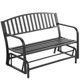 Outsunny Outdoor Glider Bench, Glider Bench for Outside Patio with Armrests, Slatted Seat & Backrest, Loveseat with Power Coated Steel Frame, Black