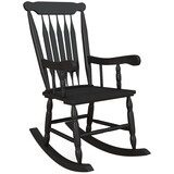 Outsunny Outdoor Wood Rocking Chair, 350 lbs. Porch Rocker with High Back for Garden, Patio, Balcony, Black W2225P174339