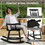 Outsunny Outdoor Wood Rocking Chair, 350 lbs. Porch Rocker with High Back for Garden, Patio, Balcony, Black