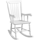 Outsunny Outdoor Wood Rocking Chair, 350 lbs. Porch Rocker with High Back for Garden, Patio, Balcony, White W2225P174349
