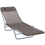 Outsunny Folding Chaise Lounge Chair, Pool Sun Tanning Chair, Outdoor Lounge Chair with 5-Position Reclining Back, Breathable Mesh Seat, Headrest for Beach, Yard, Patio, Brown W2225P174375