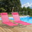 Outsunny 2 Piece Folding Chaise Lounge Chairs, Pool Sun Tanning Chairs, Outdoor Lounge Chairs with 6-Position Reclining Back, Breathable Mesh Seat, Headrest for Beach, Yard, Patio, Pink