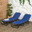 Outsunny 2 Piece Folding Chaise Lounge Pool Chairs, Outdoor Sun Tanning Chairs with 5-Level Reclining Back, Steel Frame for Beach, Yard, Patio, Blue
