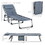 Outsunny Padded Folding Chaise Lounge Chair, Outdoor 6-Level Reclining Camping Tanning Chair with Headrest for Beach, Yard, Patio, Pool, Gray
