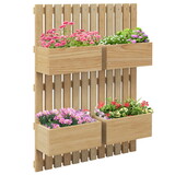 Outsunny 4 Box Raised Garden Bed with Trellis for Vine Flowers & Climbing Plants, 31.5