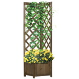 Outsunny Wooden Raised Garden Bed with Trellis, 57
