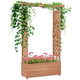 Outsunny Raised Garden Bed with Arch Trellis for Vine Climbing Plants, Hanging Flowers, 70.75