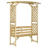 Outsunny Patio Garden Bench Arbor Arch with Pergola and 2 Trellises, 3 Seat Natural Wooden Outdoor Bench for Grape Vines & Climbing Plants, Backyard Decor, Natural W2225P174443