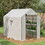 Outsunny 4.6' x 4.7' Portable Greenhouse, Water/UV Resistant Walk-in Small Outdoor Greenhouse with 2 Tier U-Shaped Flower Rack Shelves, Roll Up Door & Windows, White