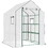 Outsunny 4.6' x 4.7' Portable Greenhouse, Water/UV Resistant Walk-in Small Outdoor Greenhouse with 2 Tier U-Shaped Flower Rack Shelves, Roll Up Door & Windows, White