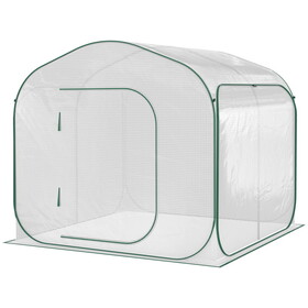 Outsunny 7' x 7' x 6' Portable Walk-in Greenhouse, Pop-up Setup, Outdoor Garden Hot House, Hobby Greenhouse Tent with Zipper Door for Growing Flowers, Herbs, Vegetables, Saplings, Succulents, White