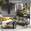 Outsunny Outdoor Bar Cart with Stainless Steel Tabletop, Kitchen Island with Wheels, 2 Tiers & Seasoning Shelf, Patio Serving Cart with Hooks, Towel & Garbage Bag Holder, Plates & Spice Jars, Black