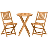 Outsunny 3-Piece Acacia Wood Bistro Set, Folding Patio Furniture with 2 Folding Chairs and Round Coffee Table, Teak, Slatted Finish, for Backyard, Balcony, Deck, Natural W2225P174459