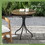 Outsunny Outdoor Side Table, 26" Round Patio Table with Steel Frame and Slat Tabletop for Garden, Backyard, Porch, Balcony, Distressed Brown
