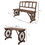 Outsunny Outdoor Table and Chairs for 4 People, Wooden Patio Table and Dining Bench Set, 3 Piece All Weather Furniture Set with Wagon Wheel Design for Backyard Garden, Deck, Carbonized