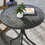 Outsunny Outdoor Side Table, 26" Round Patio Table with Steel Frame and Slat Tabletop for Garden, Backyard, Porch, Balcony, Distressed Gray