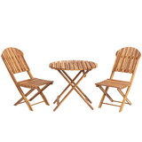 Outsunny 3-Piece Acacia Wood Bistro Set, Foldable Bistro Table and Chairs, Outdoor Bistro Set for Garden, Backyard, Balcony, Deck, Porch, Natural Wood Finish W2225P174475
