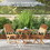 Outsunny 3-Piece Acacia Wood Bistro Set, Foldable Bistro Table and Chairs, Outdoor Bistro Set for Garden, Backyard, Balcony, Deck, Porch, Natural Wood Finish