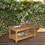 Outsunny 36" Outdoor Coffee Table 2-Shelf Acacia Wood Rectangular Buffet Storage Organizer Natural Finish Teak Patio, Deck, Lawn, Garden