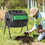 Outsunny Tumbling Compost Bin Outdoor 360&#176; Dual Chamber Rotating Composter 43 Gallon, Green