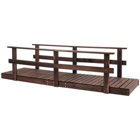Outsunny 7' Wooden Garden Bridge with Safety Rails, Backyard Footbridge for Ponds, Creeks, Streams, Stained Finish W2225P174529