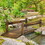 Outsunny 7.5' Wooden Garden Bridge with Planters, Stained Finish Arc Footbridge with Safety Railings for Backyard, Pond Stream, Stained Wood