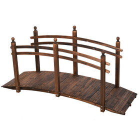 Outsunny 7.5' Fir Wood Garden Bridge Arc Walkway with Side Railings, Perfect for Backyards, Gardens, & Streams, Carbonized W2225P174533