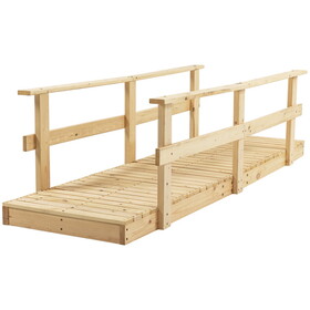 Outsunny 7' Wooden Garden Bridge with Safety Rails, Backyard Footbridge for Ponds, Creeks, Streams, Natural W2225P174534