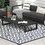 Outsunny Reversible Outdoor Rug, 9' x 12' Waterproof Plastic Straw Floor Mat, Portable RV Camping Carpet with Carry Bag, Large Floor Mat for Backyard, Deck, Picnic, Beach, Black & White Chain