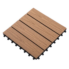 Outsunny Interlocking Deck Tiles, Pack of 11 Outdoor Flooring Patio Tiles, 12" x 12", All Weather for Porch, Balcony, Backyard for a New Classic Look, Teak
