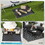 Outsunny Reversible Outdoor Rug, 9' x 12' Waterproof Plastic Straw Floor Mat, Portable RV Camping Carpet with Carry Bag, Large Floor Mat for Backyard, Deck, Picnic, Beach, Black & Gray Geometric