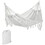 Outsunny Extra Large Boho Hammock with Macrame Tassel Fringe, Includes Carrying Bag, Indoor Outdoor Tree Hammock for Porch, Backyard, Camping, White