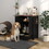 PawHut Dog Feeding Station, Dog Food Storage Cabinet with Hidden Dog Bowls, Adjustable Panel, Hooks for Medium Sized Dogs, Black W2225P200365
