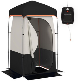 Outsunny Portable Shower Tent, Privacy Shelter, Camping Dressing Changing Tent Room with Solar Shower Bag, Floor and Carrying Bag, Black W2225P200368