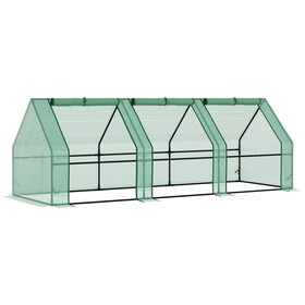 Outsunny 9' x 3' x 3' Portable Mini Greenhouse Outdoor Garden with Large Zipper Doors and Water/UV PE Cover, Green W2225P200369