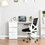HOMCOM 47" Modern Home Office Computer Desk Bookcase Combo Writing Table Workstation with 3 Drawer and Storage Shelf - White W2225P200378
