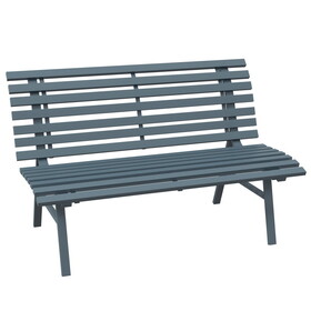 Outsunny 48.5" Garden Bench, Outdoor Patio Bench, Lightweight Aluminum Park Bench with Slatted Seat for Lawn, Park, Deck, Blue W2225P200398