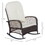 Outsunny Outdoor Wicker Rocking Chair with Wide Seat, Thick, Soft Cushion, Rattan Rocker w/Steel Frame, High Weight Capacity for Patio, Garden, Backyard, Cream White W2225P200403