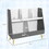 Qaba Kids Bookcase Toy Shelf, 2 Tier Toddlers Toy Storage Shelf with 5 Compartments, Anti-tip Device, Pine Wood Legs for Nursery, Playroom, Classroom, Gray W2225P200406