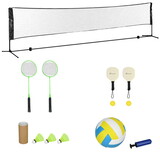 Soozier 17ft Portable All-in-One Badminton Set, Pickleball and Volleyball Net, Height Adjustable Outdoor Sports Set for Backyard Beach Driveway Games W2225P200424