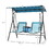 Outsunny 2-Seat Patio Swing Chair, Outdoor Canopy Swing Glider with Pivot Storage Table, Cup Holder, Adjustable Shade, Bungie Seat Suspension and Weather Resistant Steel Frame, Blue W2225P200432