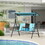 Outsunny 2-Seat Patio Swing Chair, Outdoor Canopy Swing Glider with Pivot Storage Table, Cup Holder, Adjustable Shade, Bungie Seat Suspension and Weather Resistant Steel Frame, Blue W2225P200432