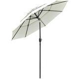 Outsunny 9FT 3 Tiers Patio Umbrella Outdoor Market Umbrella with Crank, Push Button Tilt for Deck, Backyard and Lawn, Beige W2225P200443